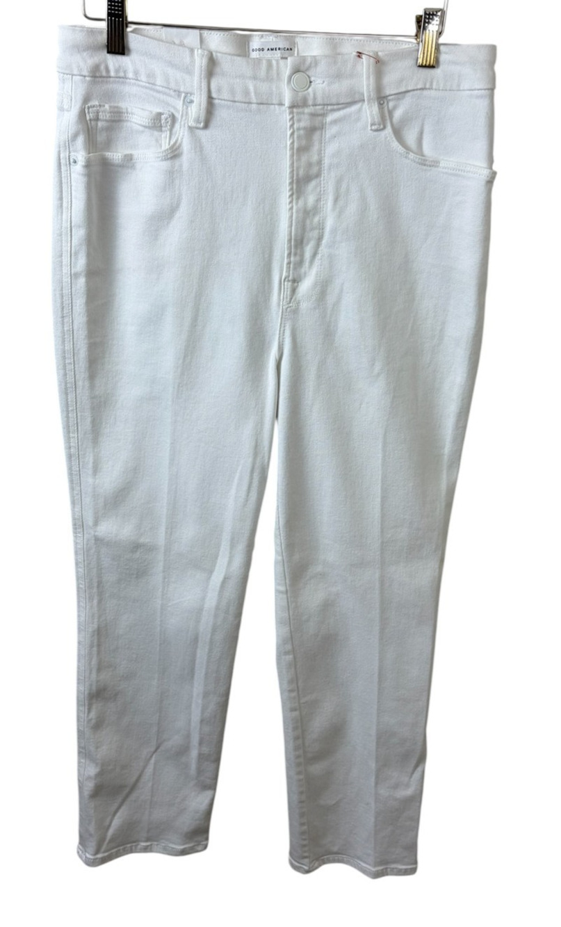 Good American NEW Good Curve Straight Leg Jeans White Size 12/31 Flat Tummy Tech